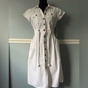 Chic White Button-Down Midi Dress